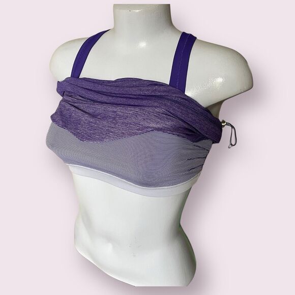Lululemon Rest Less Tank Top Bra Bruised Berry Wee Stripe Heathered Purple Sz 4 - Picture 7 of 16